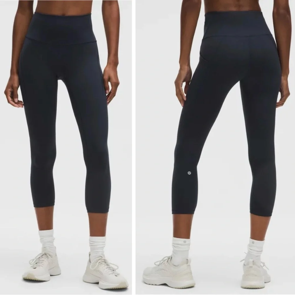 Lululemon Wunder Train High-Rise Crop with Pockets 23" in True Navy Size 4 - Picture 1 of 16